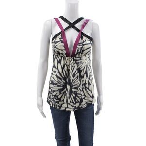 Etro Women Beige Silk V-Neck Tank Top Size 44